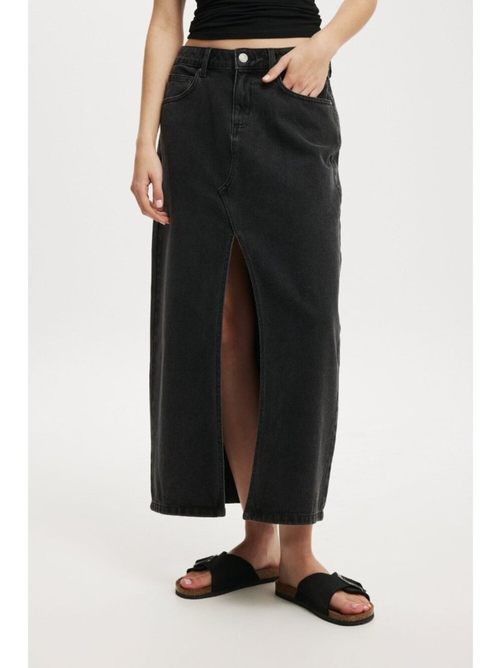 Cotton:On Black Denim Bailey Maxi Skirt NWT! Size 4